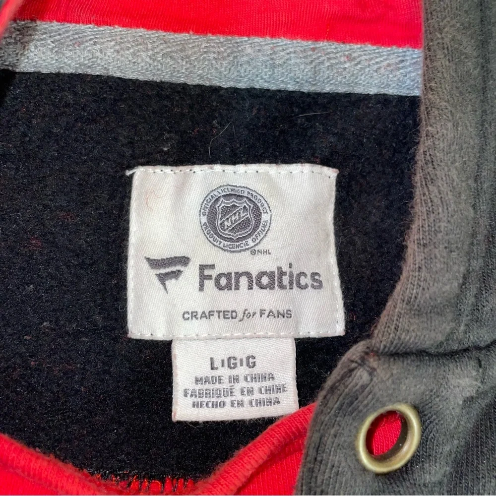 Fanatics NHL Chicago Blackhawks Hoodie Mens‎ Large Red Black Lace Up Pullover